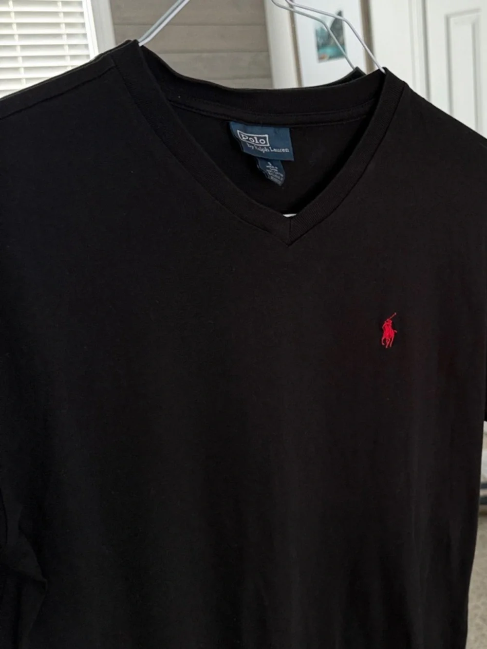 Polo by Ralph Lauren Black V-Neck Tee with Red Polo Pony 20% off 2 or more